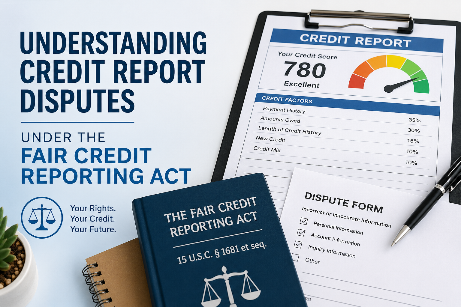 Understanding credit report disputes under the Fair Credit Reporting Act (FCRA), consumer rights, credit report accuracy, dispute process, and credit correction documentation.