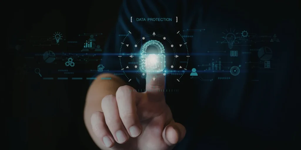 secured party ucc data protection concept with digital lock and security interface